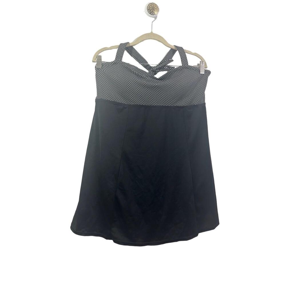 Jaclyn Smith SWIM Dress Womens Size 16 Black Aline Halter Neck Polka Dot Top - Picture 6 of 13